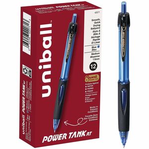 uniball%26%238482%3B+Power+Tank+Retractable+Ballpoint+Pens+-+1+mm+Pen+Point+-+Medium+Marker+Point+-+Refillable+-+Retractable+-+Blue+Ink+-+Blue+Barrel+-+1+Each