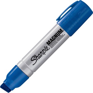 Sharpie Magnum Permanent Marker - 15.87 mm Marker Point Size - Chisel Marker Point Style - Blue - Silver Plastic Barrel - 1 Each