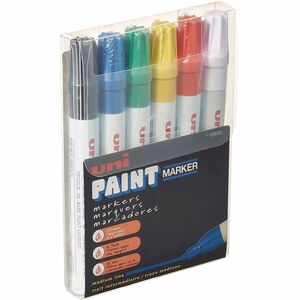 uniball%26%238482%3B+uni-Paint+PX-20+Oil-Based+Paint+Marker+-+Medium+Marker+Point+-+Assorted%2C+Blue%2C+Red%2C+Green%2C+Yellow%2C+Black+Ink+-+Oil+Based+-+White+Barrel+-+6+%2F+Set