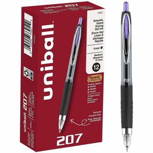 uniball%26%238482%3B+207+Gel+Pen+-+0.7+mm+Medium+Pen+Point+-+Refillable+-+Retractable+-+Violet+Ink+-+Gel-based+-+Translucent+Barrel+-+1+Dozen