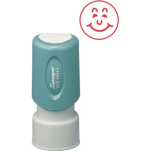 Xstamper+HAPPY+FACE+Stamp+-+Design+Stamp+-+0.63%26quot%3B+Impression+Diameter+-+Red+-+Recycled+-+1+Each