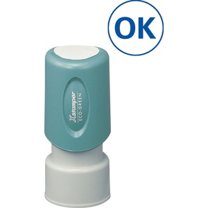 Xstamper+Pre-Inked+OK+Stamp+-+Message+Stamp+-+%26quot%3BOK%26quot%3B+-+0.63%26quot%3B+Impression+Diameter+-+Blue+-+Recycled+-+1+Each