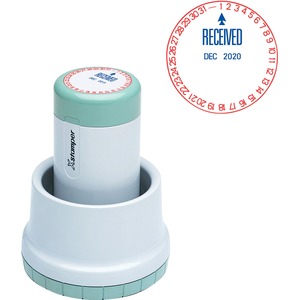 Xstamper+XpeDater+RECEIVED+Rotary+Dater+-+Message%2FDate+Stamp+-+%26quot%3BRECEIVED%26quot%3B+-+1.75%26quot%3B+Impression+Diameter+-+Red%2C+Blue+-+1+Each