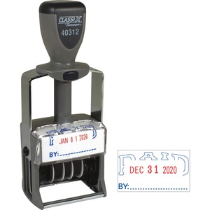 Xstamper+Heavy-duty+PAID+Self-Inking+Dater+-+Message%2FDate+Stamp+-+%26quot%3BPAID%26quot%3B+-+Blue%2C+Red+-+Metal%2C+Plastic+Metal+-+1+Each