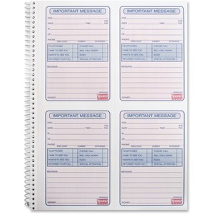 Sparco 4CPP Carbonless Telephone Message Book - 200 Sheet(s) - Spiral Bound - 2 PartCarbonless Copy - 5.50