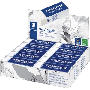 Staedtler+Mars+Plastic+White+Eraser+-+White+-+Plastic+-+2.5%26quot%3B+Width+x+0.5%26quot%3B+Height+x+0.9%26quot%3B+Depth+x+-+20+%2F+Box+-+Latex-free%2C+Non-smudge%2C+Smear+Resistant%2C+Tear+Resistant