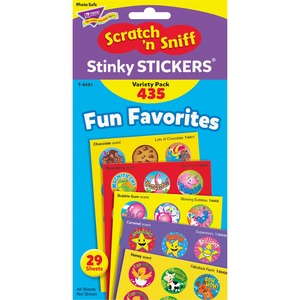 Trend Fun & Fancy Jumbo Pack Stickers - 432 x Round Shape - Self-adhesive - Acid-free, Non-toxic, Photo-safe, Scented - Assorted, Multicolor - Paper - 432 / Pack