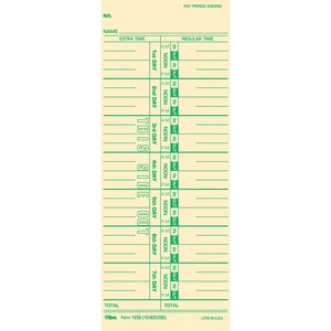 TOPS+Numbered+Days+Time+Cards+-+3.50%26quot%3B+x+9%26quot%3B+Sheet+Size+-+Yellow+-+Manila+Sheet%28s%29+-+Green+Print+Color+-+100+%2F+Pack