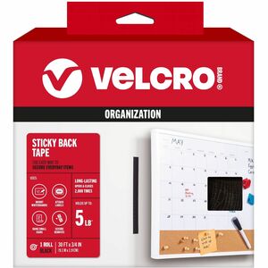 VELCRO%C2%AE+Sticky+Back+30ft+x+3%2F4in+Roll+Black+-+10+yd+Length+x+0.75%26quot%3B+Width+-+Black+-+For+Mount+Picture%2FPoster%2C+Multi+Surface%2C+Home%2C+School%2C+Office%2C+Hanging+Roll+-+1+Roll