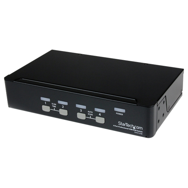 StarTech 4 Port Professional VGA USB KVM Switch with Hub, TAA