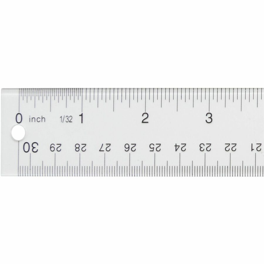 Westcott 12 Transparent Ruler - 12 Length 1 Width - 1/16 Graduations -  Imperial, Metric Measuring System - Acrylic - 1 Each - Clear - Thomas  Business Center Inc