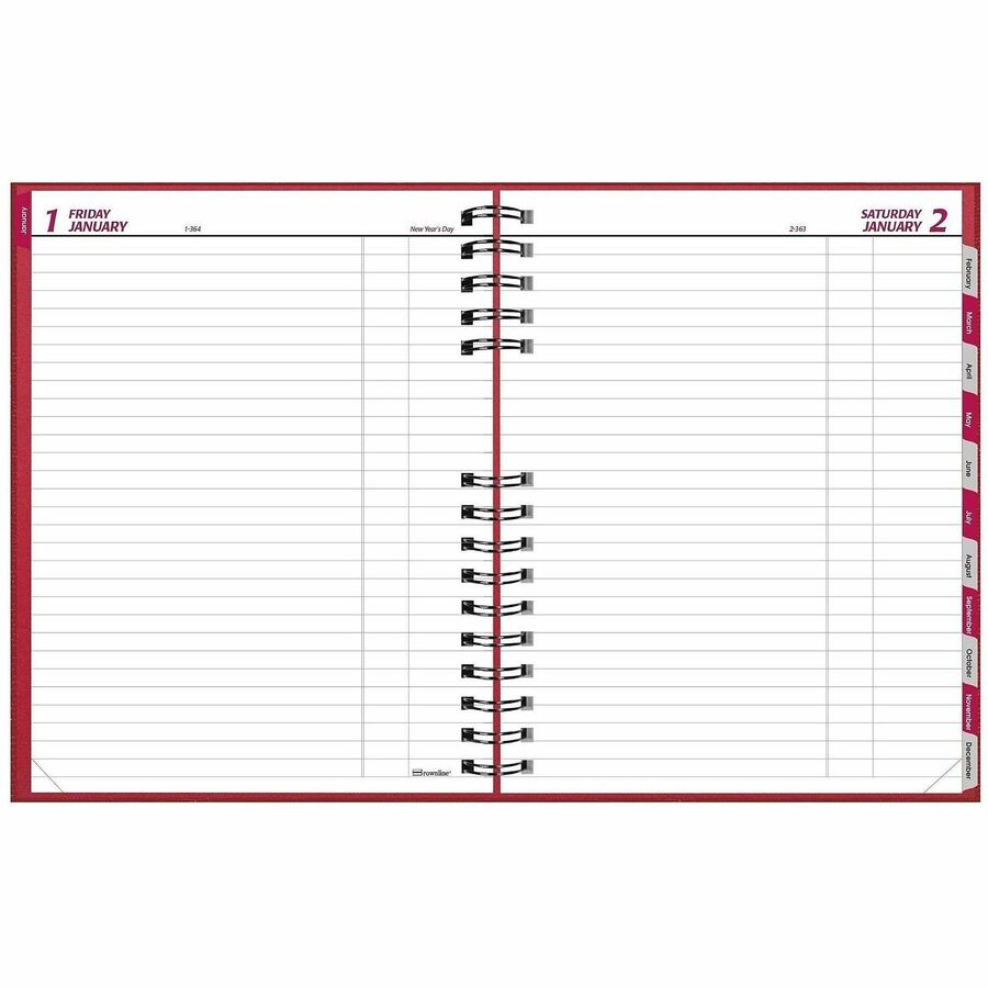 Picture of Brownline CoilPro Daily Planner, 10" x 7-7/8" , English, Red