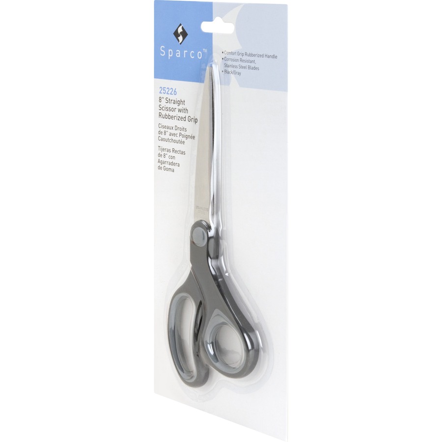 Sparco 8 Bent Multipurpose Scissors - 8 Overall Length - Bent - Stainless  Steel - Blue - 1 Each