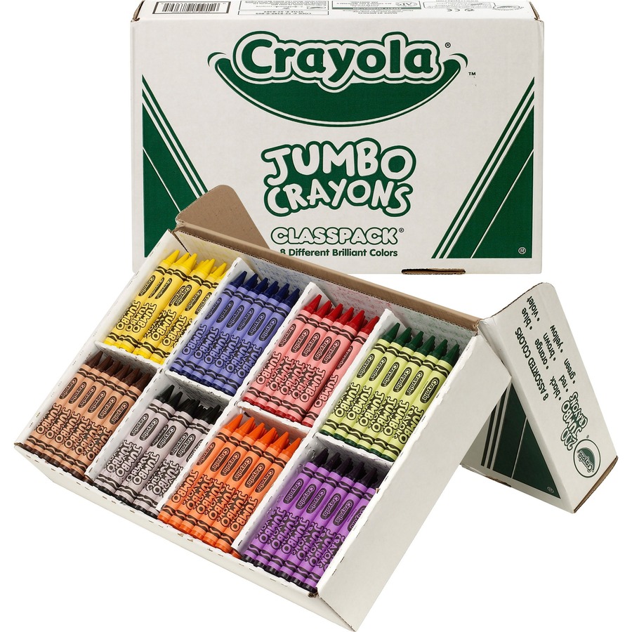 Crayola 8-Color Combo Large Crayon/Washable Marker Classpack - Red, Yellow,  Green, Blue, Orange, Violet, Brown, Black Ink - Red, Yellow, Green, Blue,  Orange, Violet, Brown, Black Wax - Non-toxic, Washable - 256 /