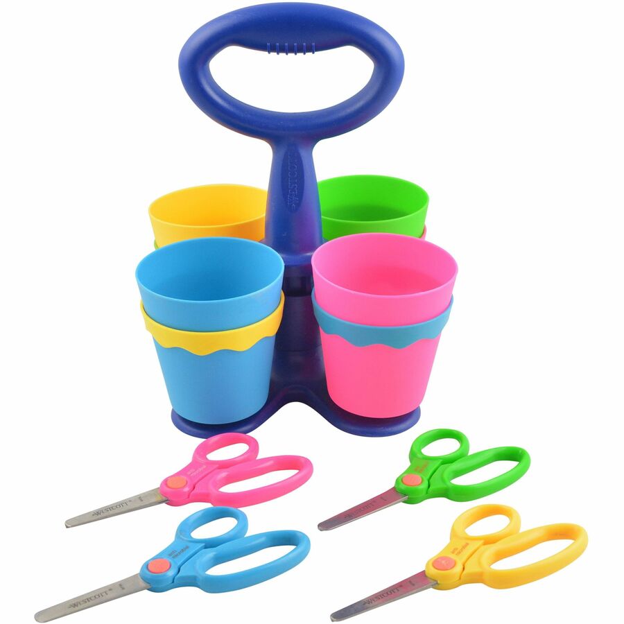 Art & Scissor Caddy with 24 Blunt Tip Kids Scissors