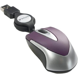 Verbatim Mini Travel Optical Mouse - Purple - Optical - USB - Purple - Pack of 1