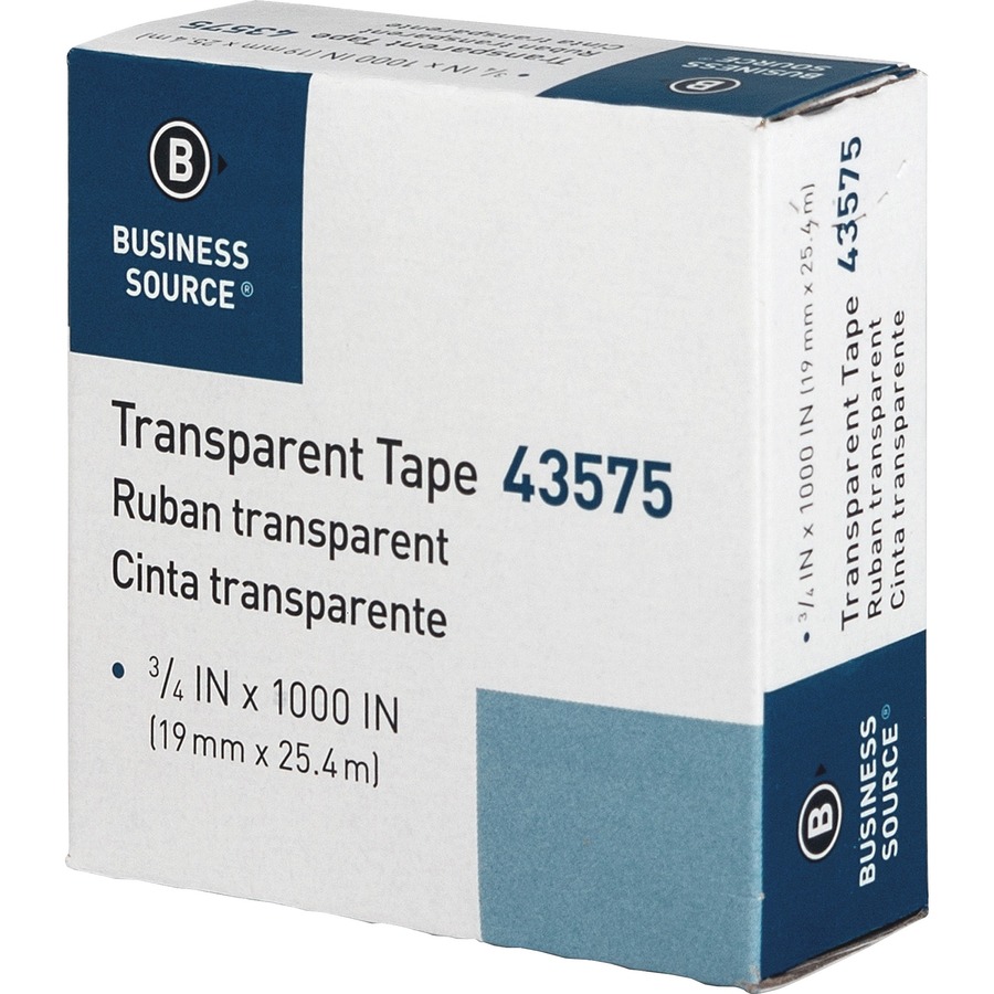 Business Source Invisible Tape Refills, 3/4 x 1000, 1 Core, 12/Pack -  Clear 