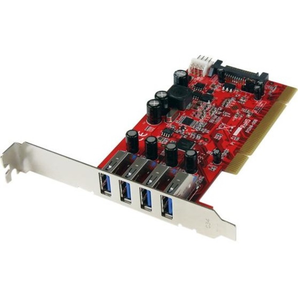 StarTech 4 Port PCI SuperSpeed USB 3.0 Adapter Card with SATA/SP4 Power, 5Gbps, TAA