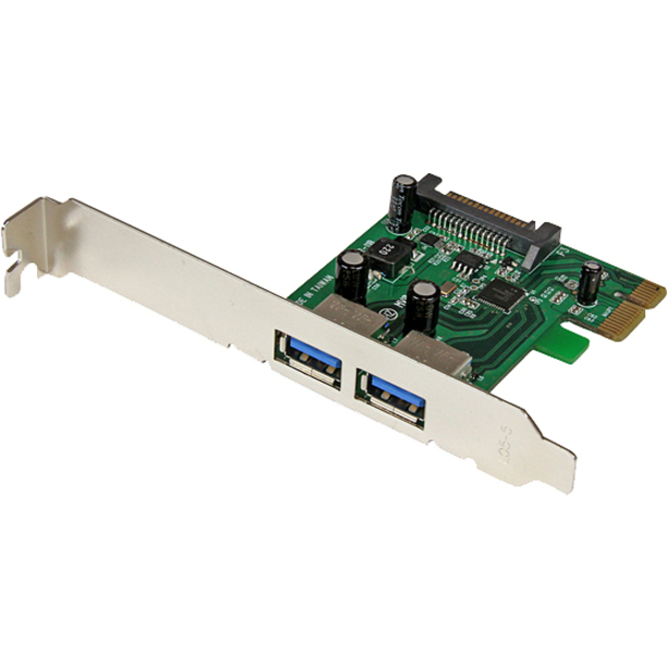 StarTech 2 Port PCI Express (PCIe) SuperSpeed USB 3.0 Card Adapter with UASP, SATA Power, 5Gbps, TAA