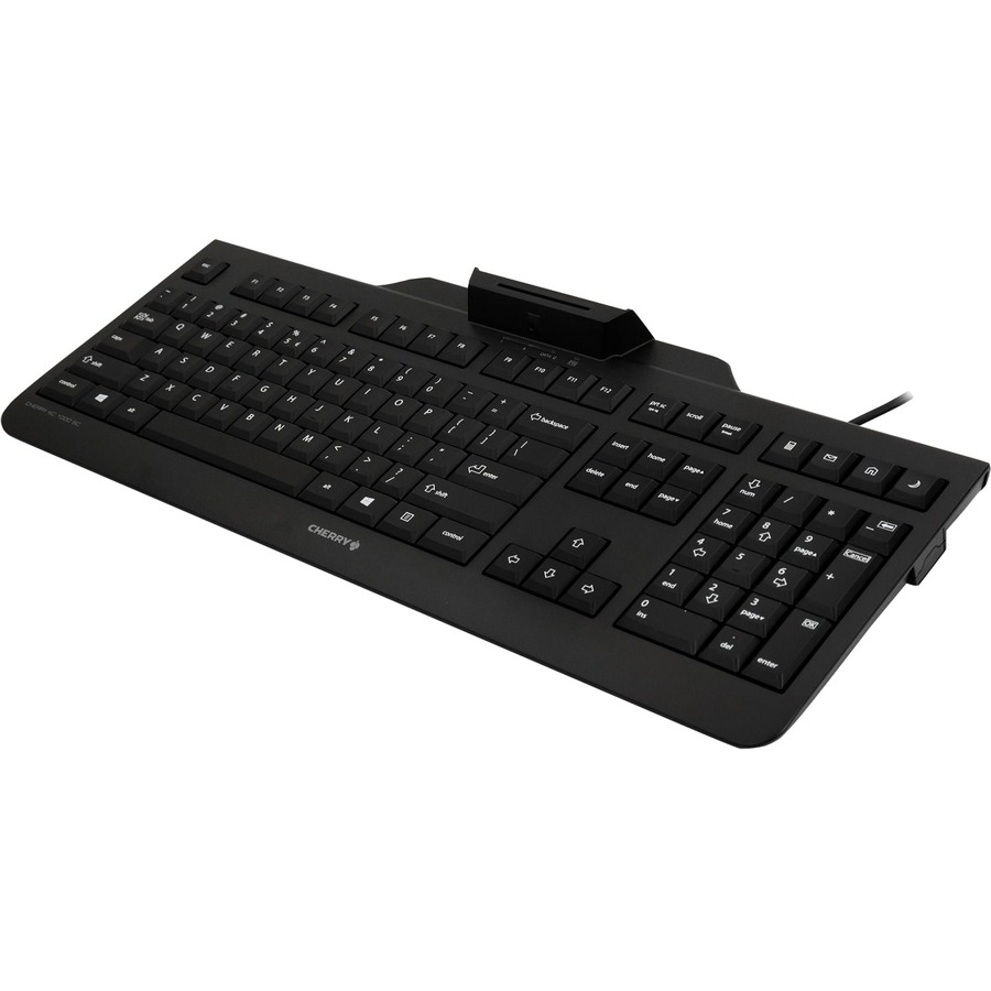 CHERRY KC 1000 SC Wired Keyboard - Full Size,Black,Integrated Smart Card Reader,FIPS201 Certified