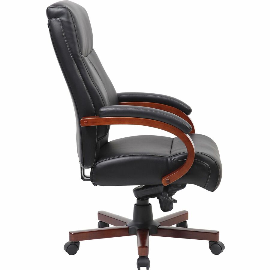 Lorell Executive High-Back Wood Finish Office Chair - Office Chairs ...
