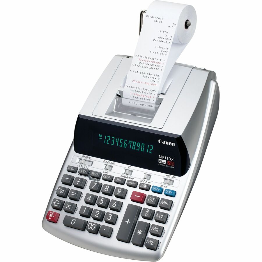 Canon MP11DX 2-Color Printing Calculator - Dual Color Print - Clock,  Calendar, Built-in Memory, Date/Time Display - 12 Digits - 3.1