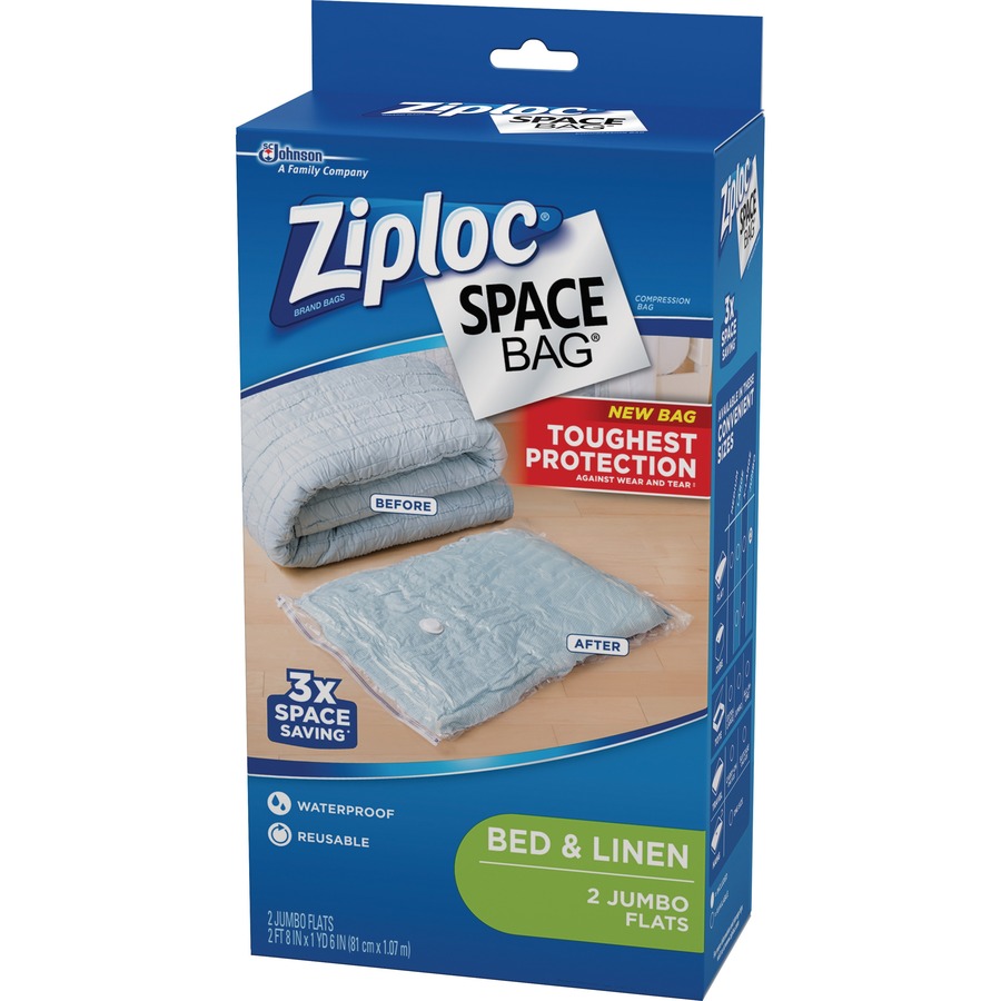 Ziploc® Clothing Space Bag - Large Size - Clear, Black - 3/Pack - Cloth ...