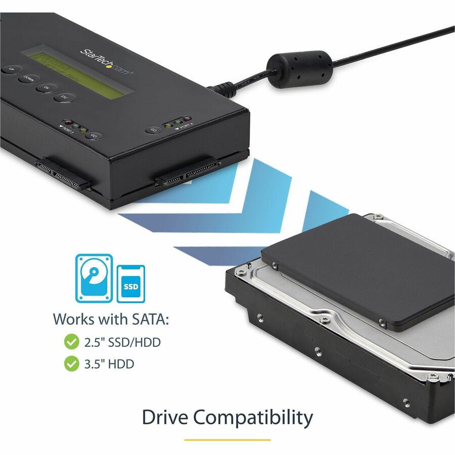 StarTech.com Dual Bay M.2 SATA/NVMe Duplicator/Eraser, SSD Cloner/Wiper,  Hard Drive Sanitizer/Copier