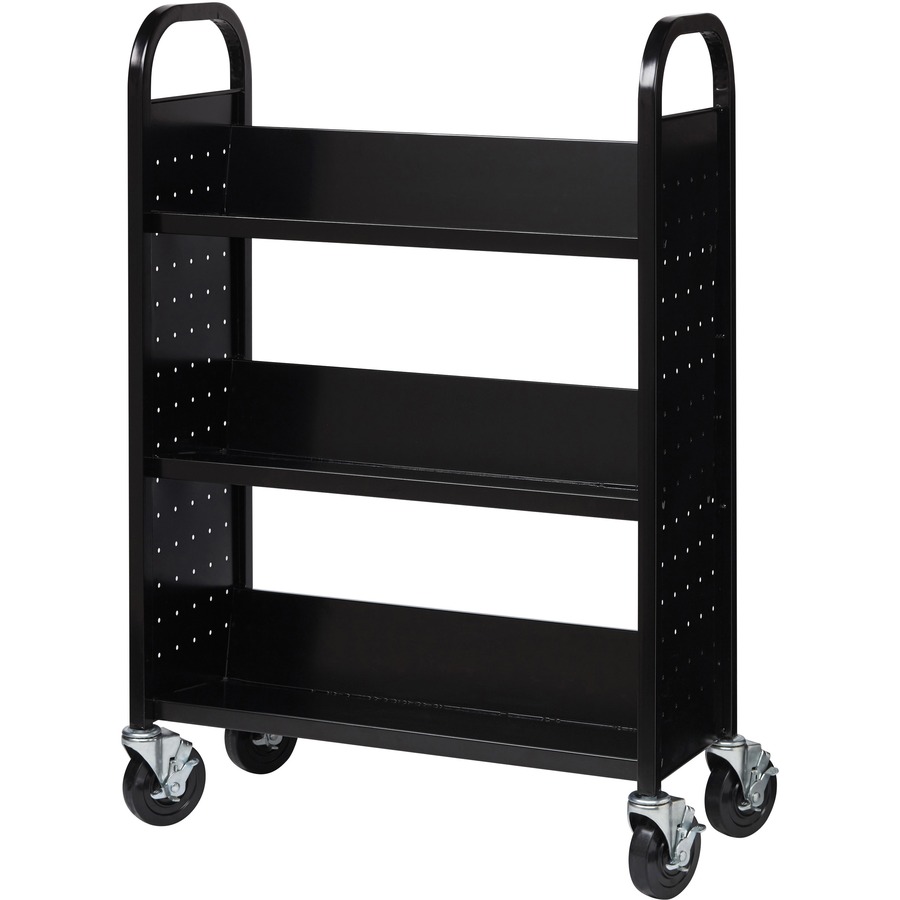 Open Sided Utility Cart, Three-Shelf, Black | Rubbermaid