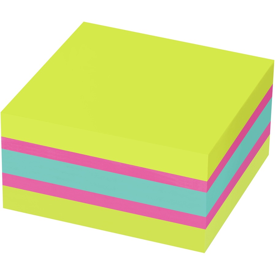 Post-it® Super Sticky Notes Cube - 3 x 3 - Square - 360 Sheets per Pad -  Guava, Acid Lime, Aqua Splash - Paper - Sticky, Recyclable - 1 / Pack -  Reliable Paper