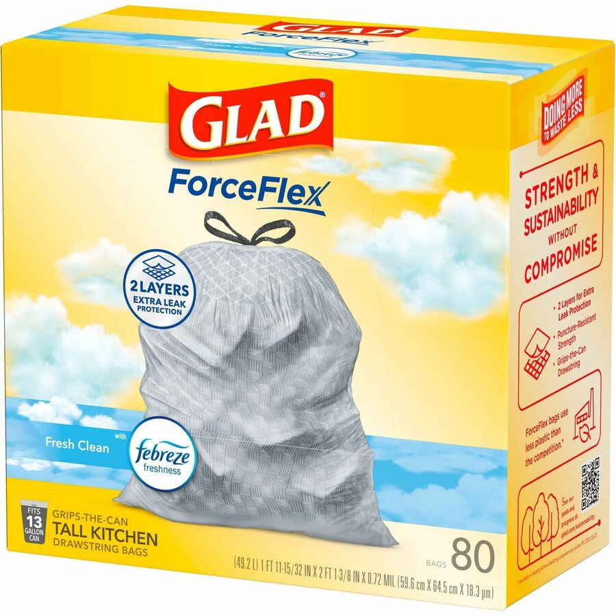 Glad ForceFlex Tall Kitchen Drawstring Trash Bags