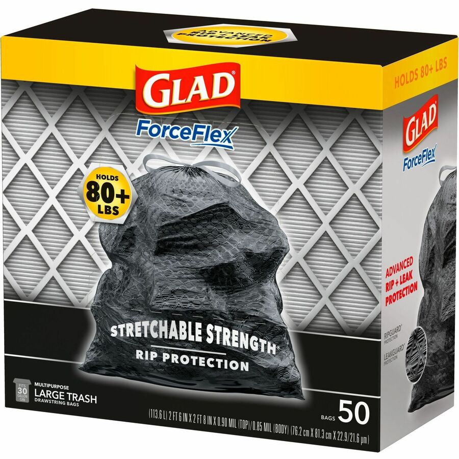 Glad Trash Bags, Multipurpose, Drawstring, Large, 30 Gallon 15 Ea, Trash  Bags