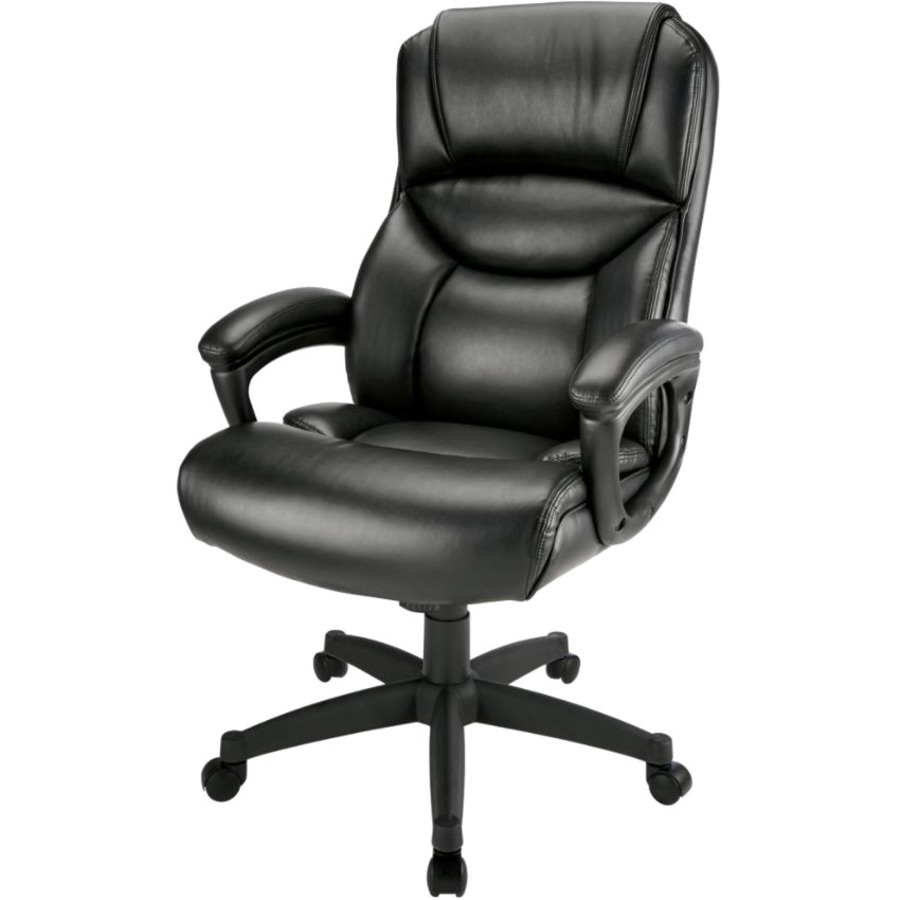 Realspace Fennington Leather High-Back Chair, Black | Admiral Express