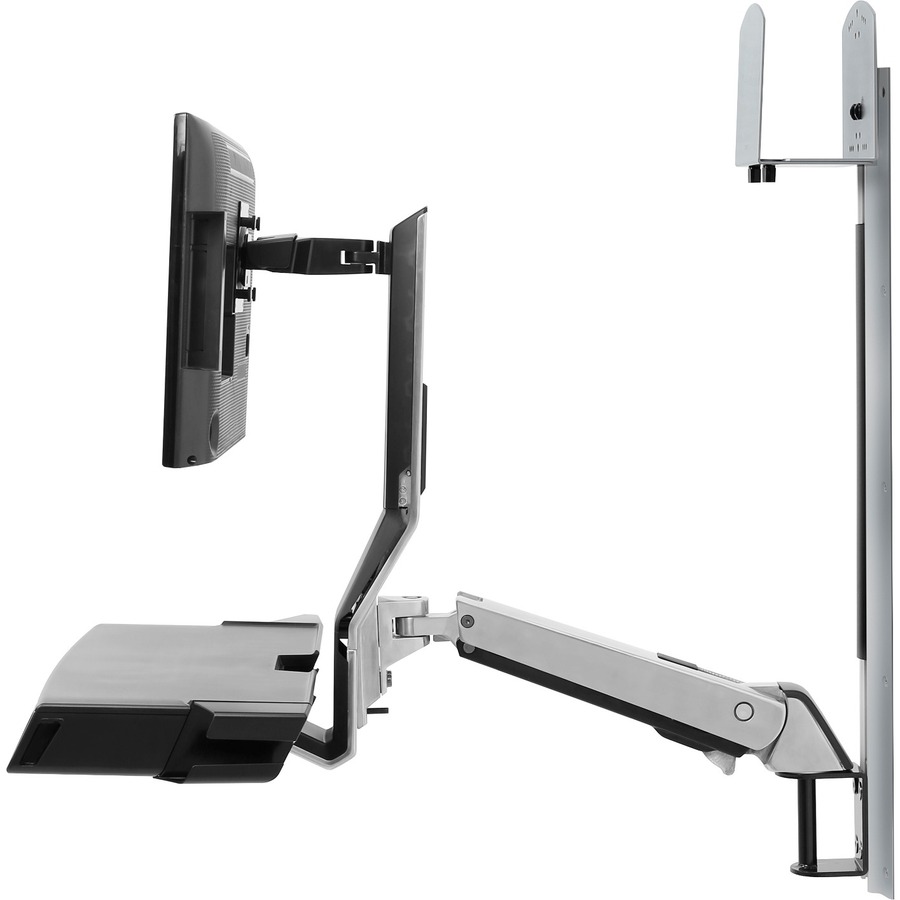 Ergotron StyleView Wall Mount for Monitor, Keyboard, Bar Code Scanner, CPU, Mouse, Wrist Rest - Polished Aluminum