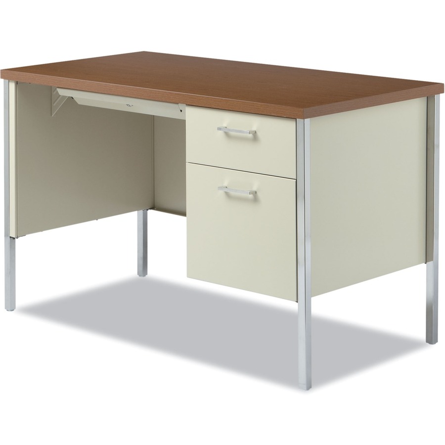 ALERA Single Pedestal Steel Desk, Metal Desk, 45.25w x 24d x 29.5h ...