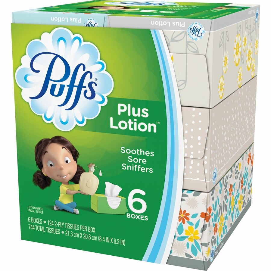 Puffs Facial Tissue, Plus Lotion, White, 2-Ply - 10 - 124 ct boxes