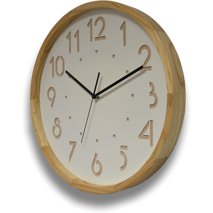 Orium Oslo Silent Clock Analog Quartz White Main Dial Oak/Wood  Case, White Filo CleanTech