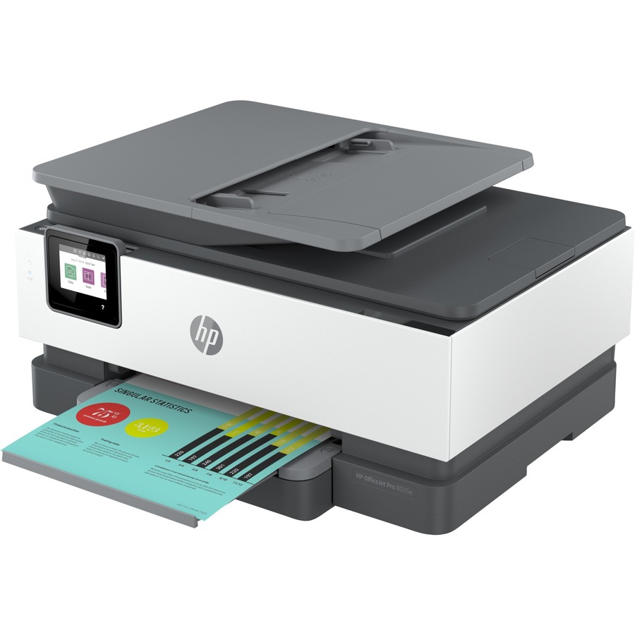 HP Officejet Pro 8035e Inkjet Multifunction Printer-Color-Light Basalt-Copier/Fax/Scanner-29 ppm Mono/25 ppm Color Print-4800x1200 dpi Print-Automatic Duplex Print-20000 Pages-225 sheets Input-1200 dpi Optical Scan-Color Fax-Wireless LAN