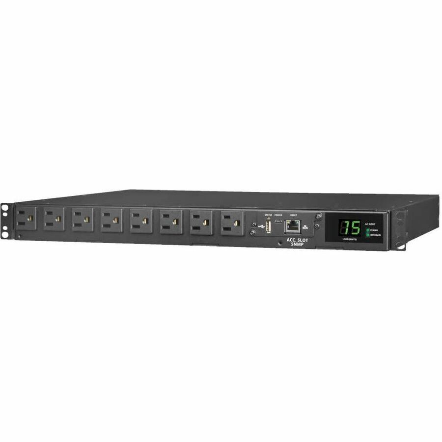 Tripp Lite by Eaton PDU 1.44kW 120V Single-Phase ATS/Monitored PDU - 8 NEMA 5-15R Outlets Dual 5-15P Inputs 12 ft. Cords 1U TAA