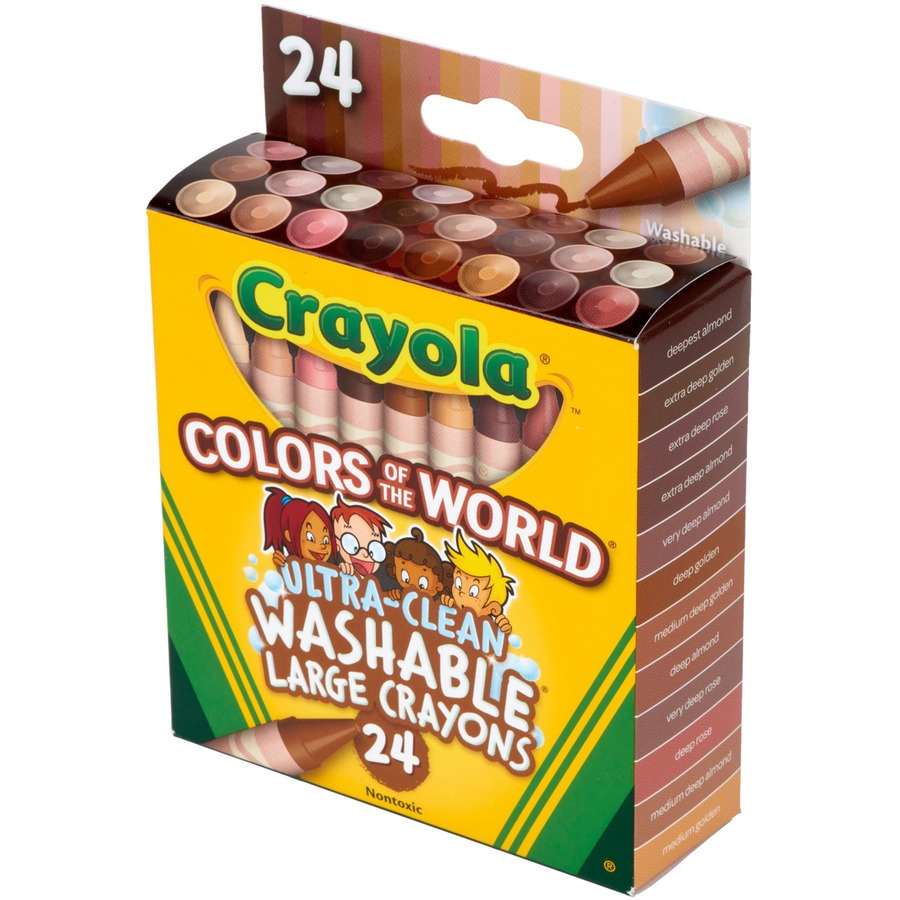 Crayola Ultra-Clean Washabe Large Crayons - Assorted, Almond, Rose, Gold -  24 / Pack, CYO520134