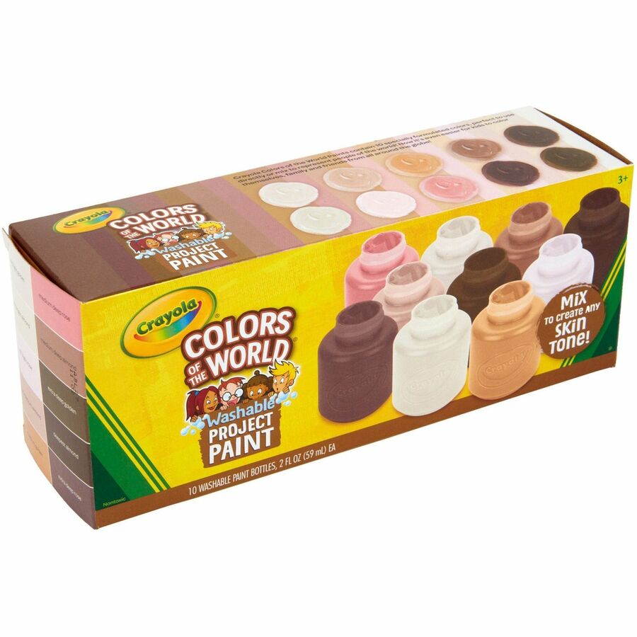 Crayola Colors of the World Washable Kids Paint - Liquid - 2 fl oz - 10 /  Pack - Assorted - R&A Office Supplies