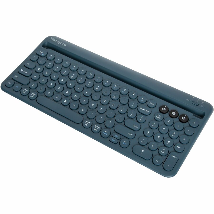 Targus Multi-Device Bluetooth Antimicrobial Keyboard with Tablet/Phone Cradle (Blue)