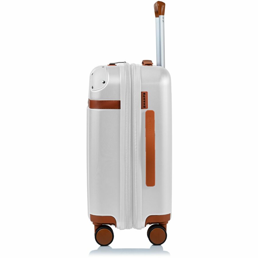 Champs S1016C-IVORY ivory hard-shell carry-on luggage with spinner wheels — left view