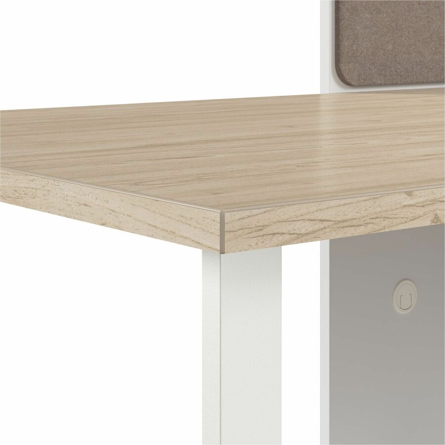 Picture of Hustle Large Storage Cabinet, 48H x 59W x 30D, White/Natural Elm Melamine, 1 Adj Shelf, Grommet w/AC & USB, EA