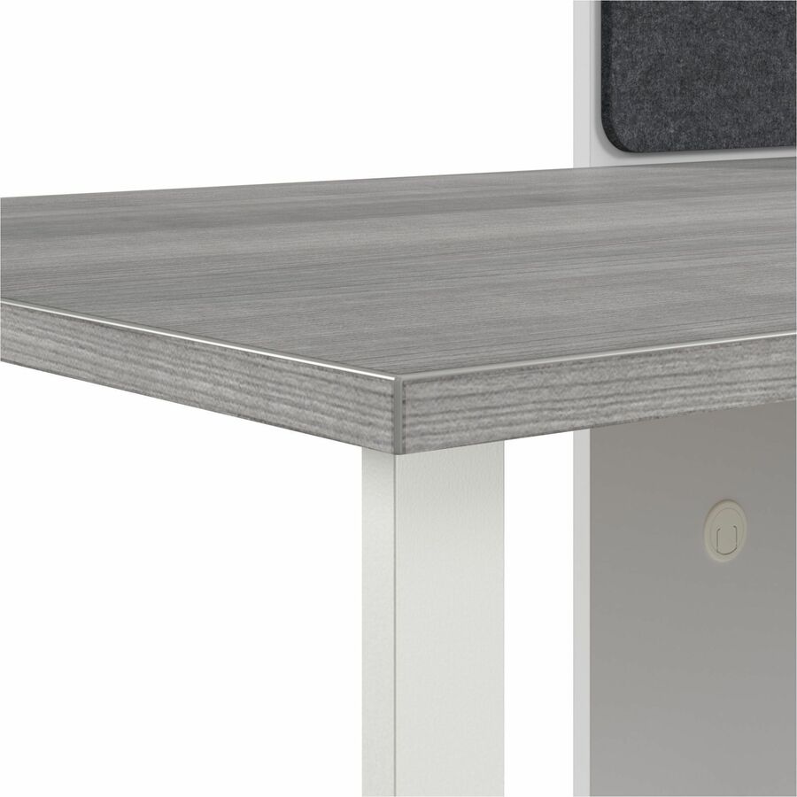 Picture of Hustle Large Storage Cabinet, 48H x 59W x 30D, White/Platinum Gray Melamine, 1 Adj Shelf, Grommet w/AC & USB, EA