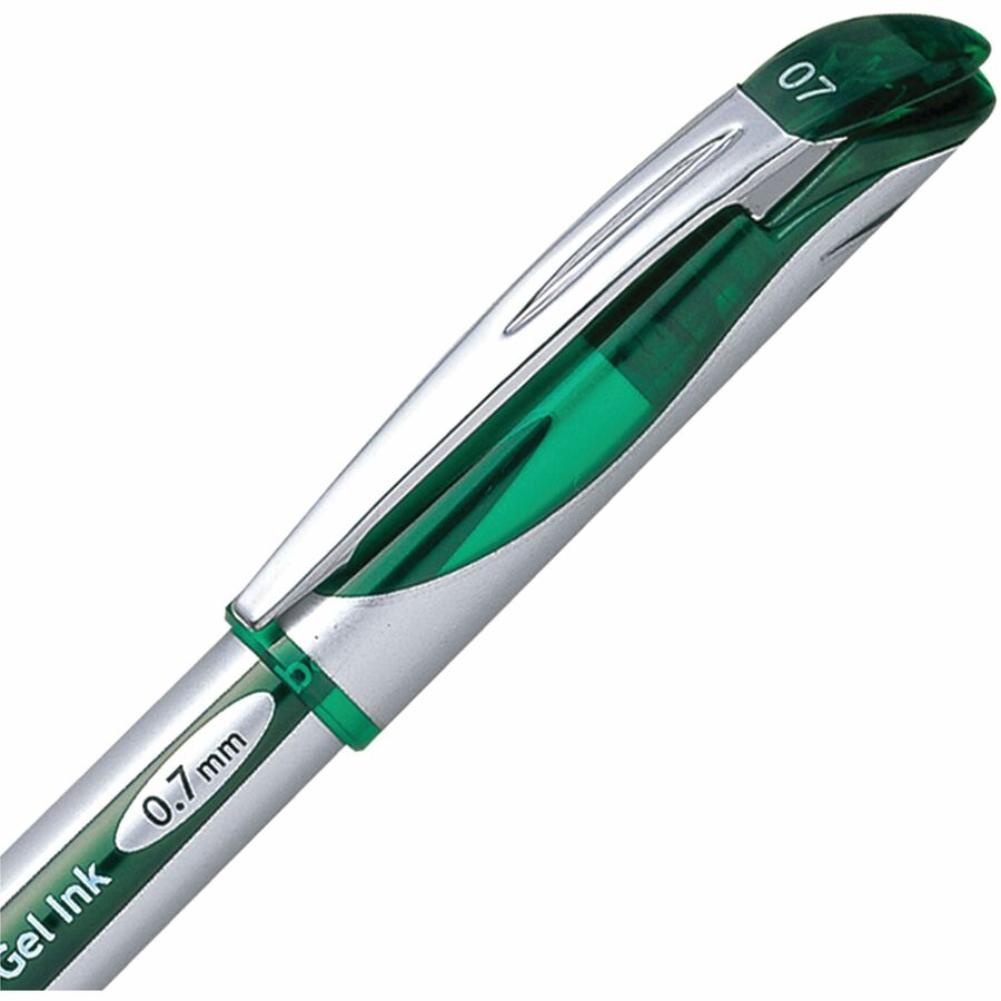 Pentel EnerGel Liquid Gel Pen, (0.7mm) Metal Tip, Capped, Green Ink