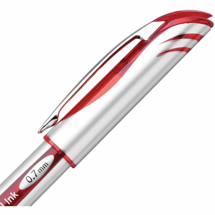 Pentel EnerGel Liquid Gel Pen, (0.7mm) Metal Tip, Capped, Red Ink