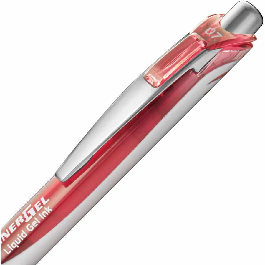 Pentel EnerGel Retractable Gel Roller, (0.7mm) Metal Tip, Coral Pink Ink