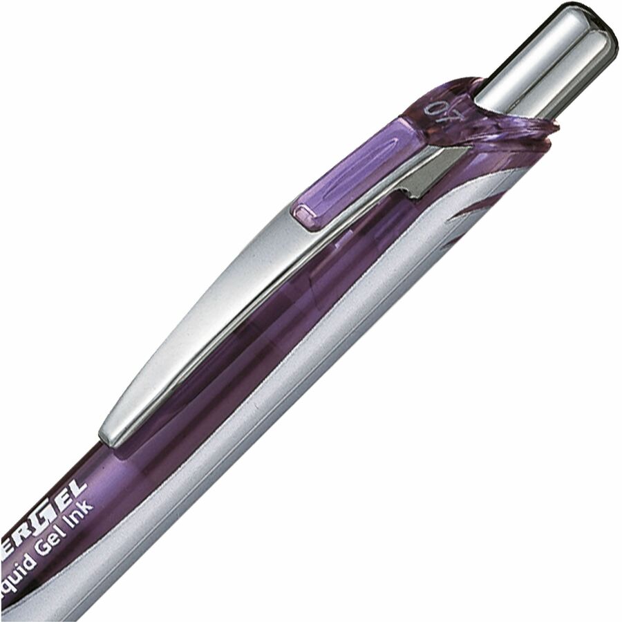 Pentel EnerGel Retractable Gel Roller, (0.7mm) Metal Tip, Lilac Ink