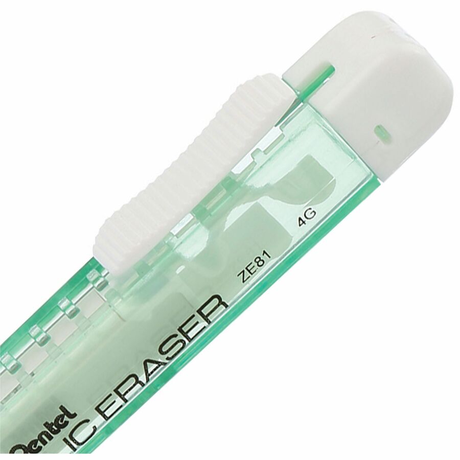 Pentel CLIC ERASER, Rectangular Retractable Eraser, Green Transparent Barrel